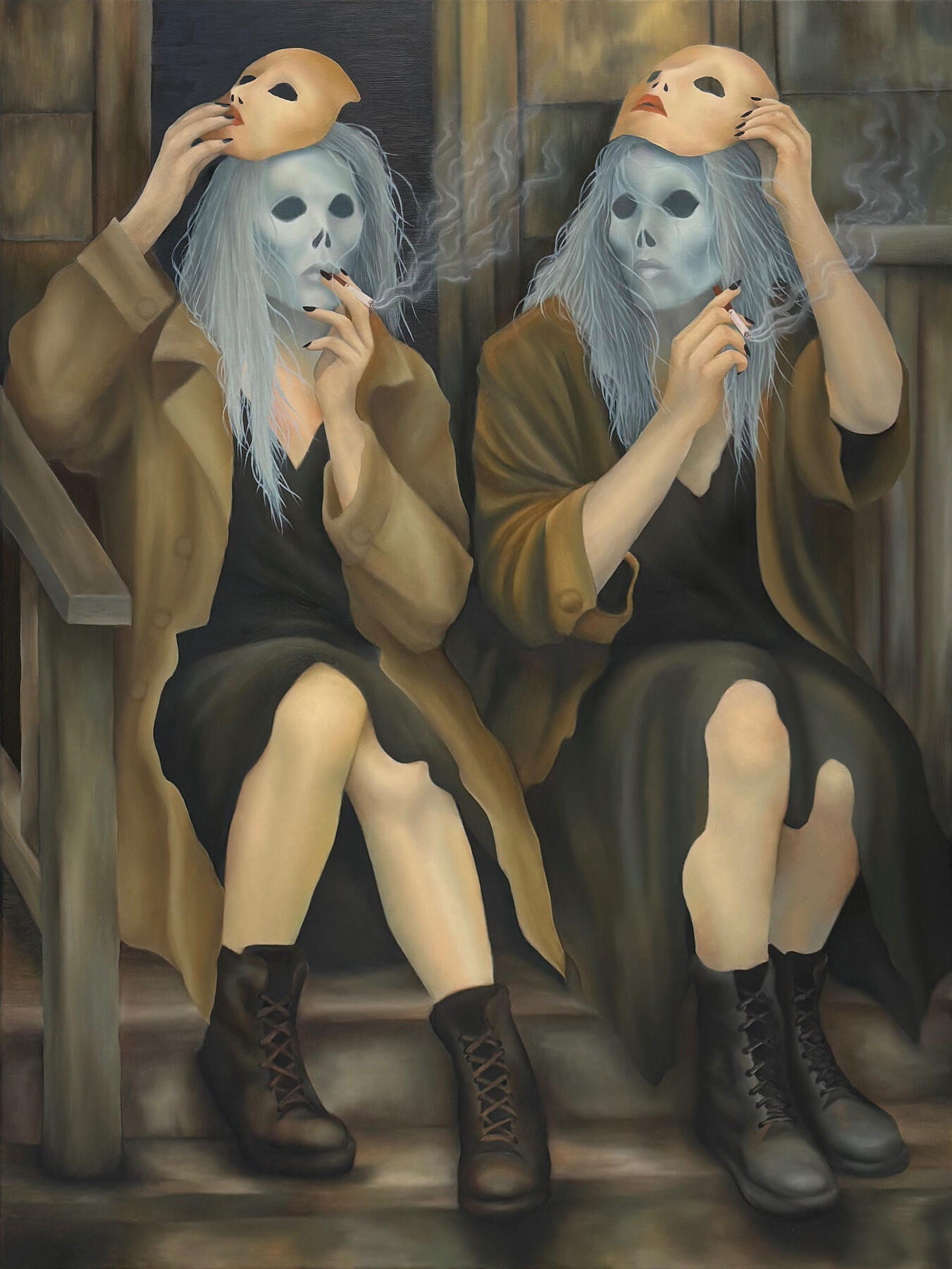 Smoke Break, oil on canvas, 40" x 30", 2026