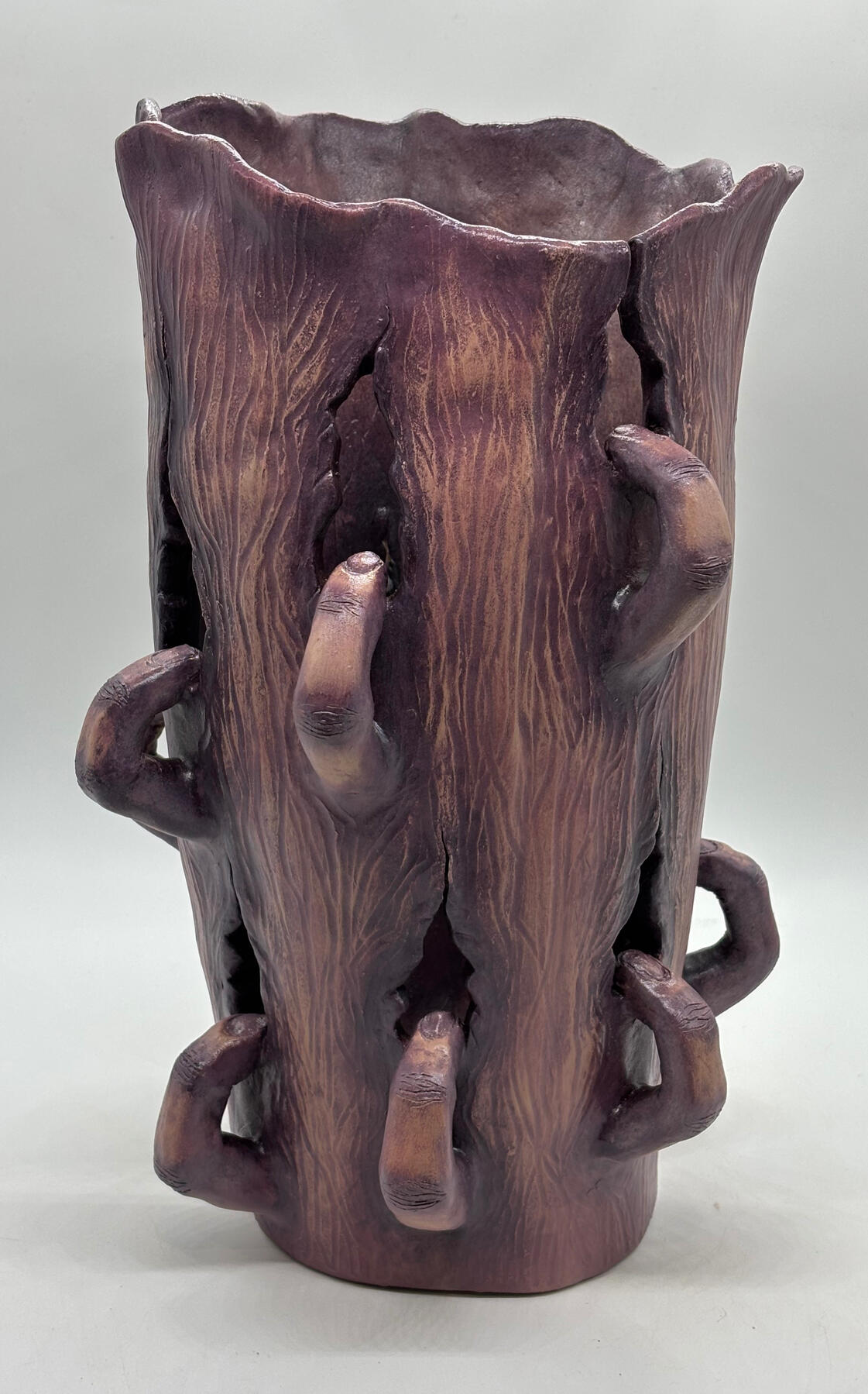 Spiraling, terracotta and acrylic, 12.5" x 8" x 8.5", 2026